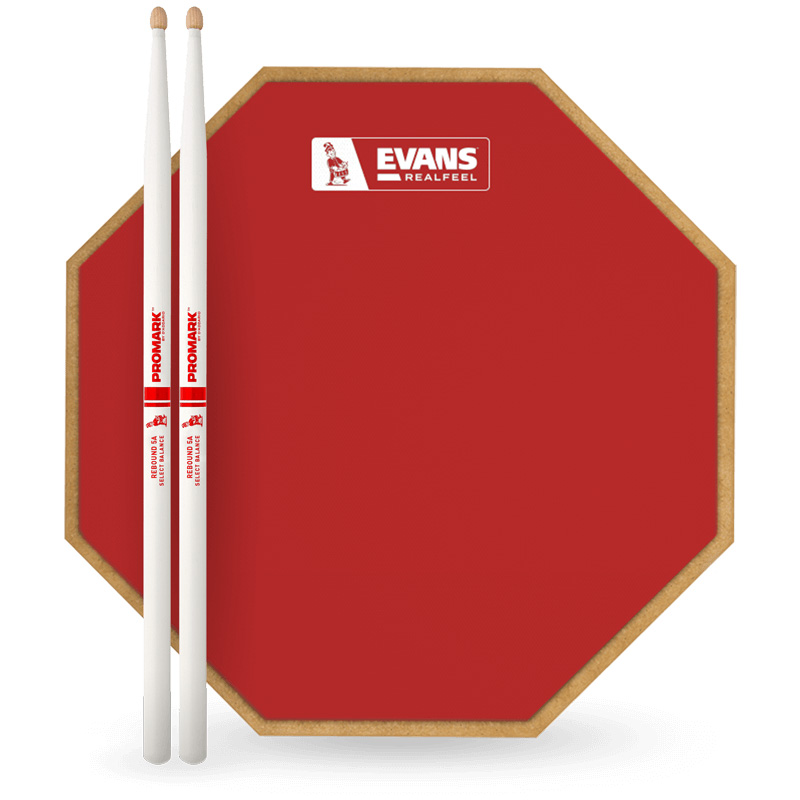 EVANS Realfeel 12吋紅色限量單面打點板及鼓棒套裝組合 (RF12G-RED-RB5A) 【美鼓打擊】