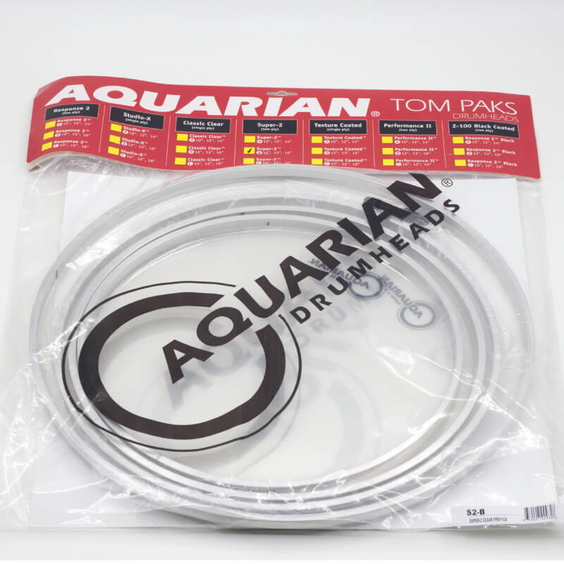 AQUARIAN Super-2 透明系列 套裝鼓皮組 (S2-B) 【美鼓打擊】